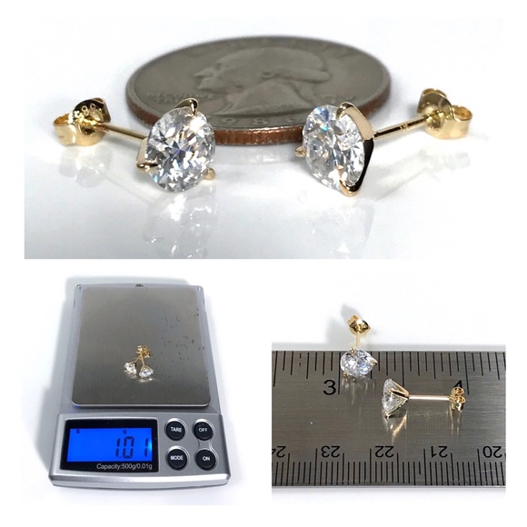 14KT 2 CARAT GENUINE MOISSANITE SOLID YELLOW GOLD MARTINI SET STUD EARRINGS NWOT - Picture 9 of 12